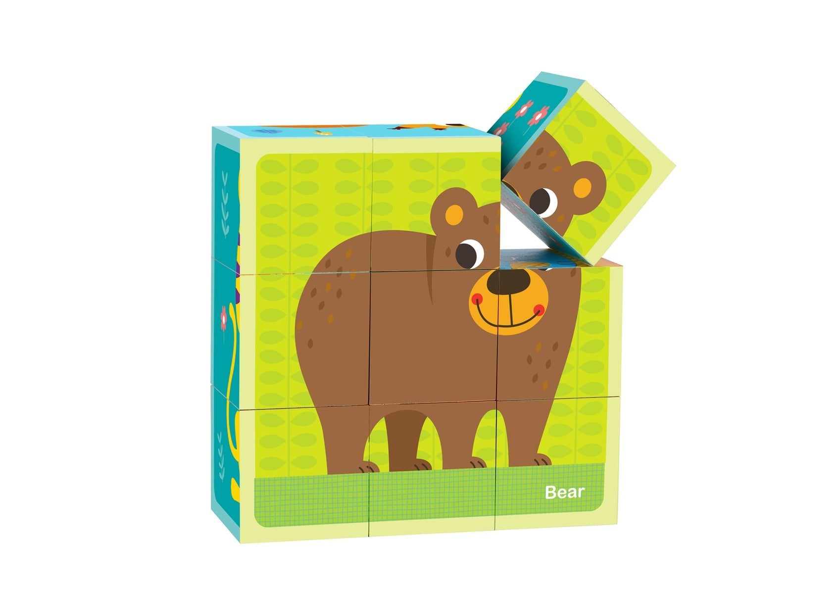 ANIMAL BLOCK PUZZLE WITH DRAWING CARD - Bamboo Sprout