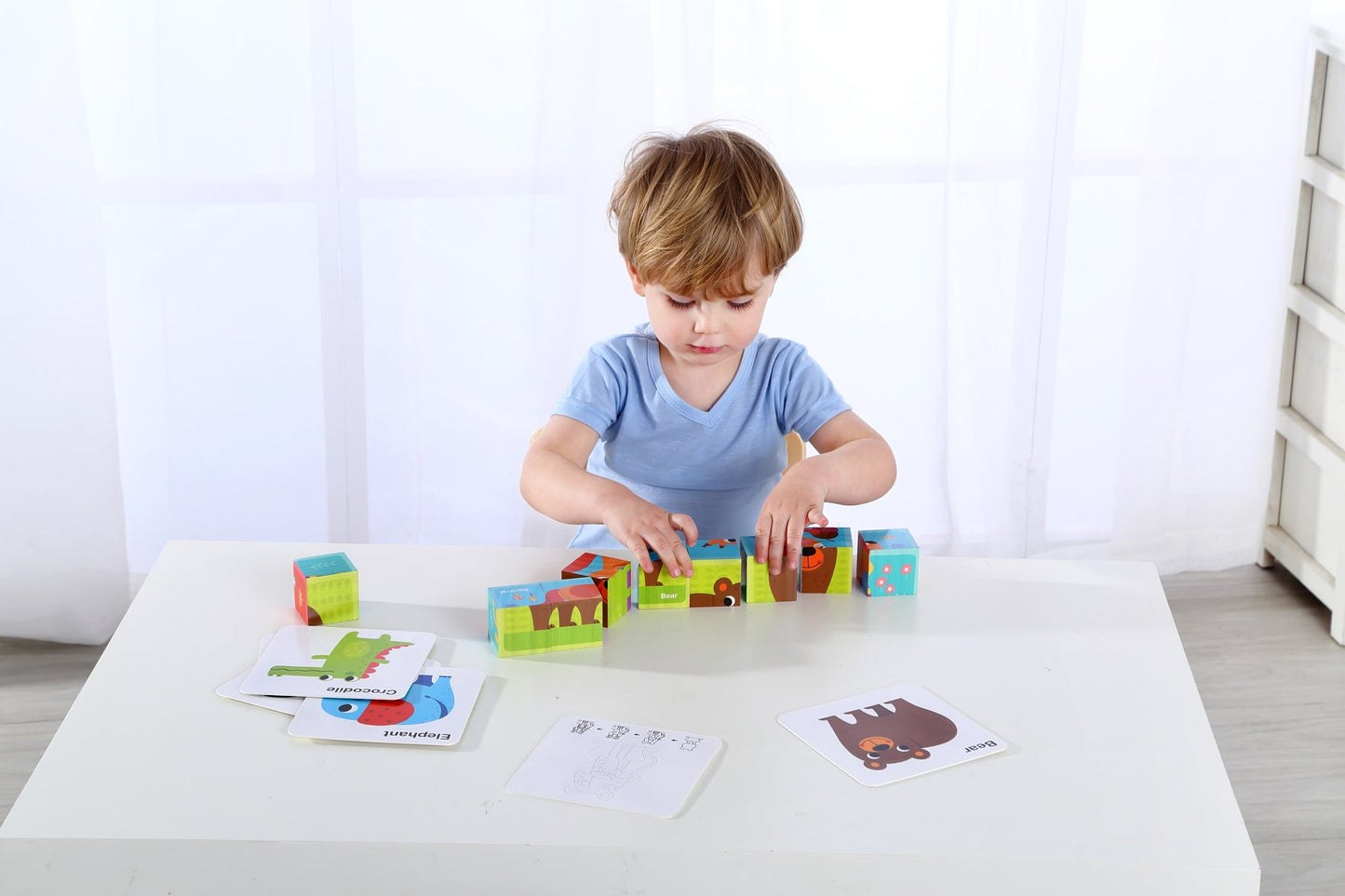 ANIMAL BLOCK PUZZLE WITH DRAWING CARD - Bamboo Sprout