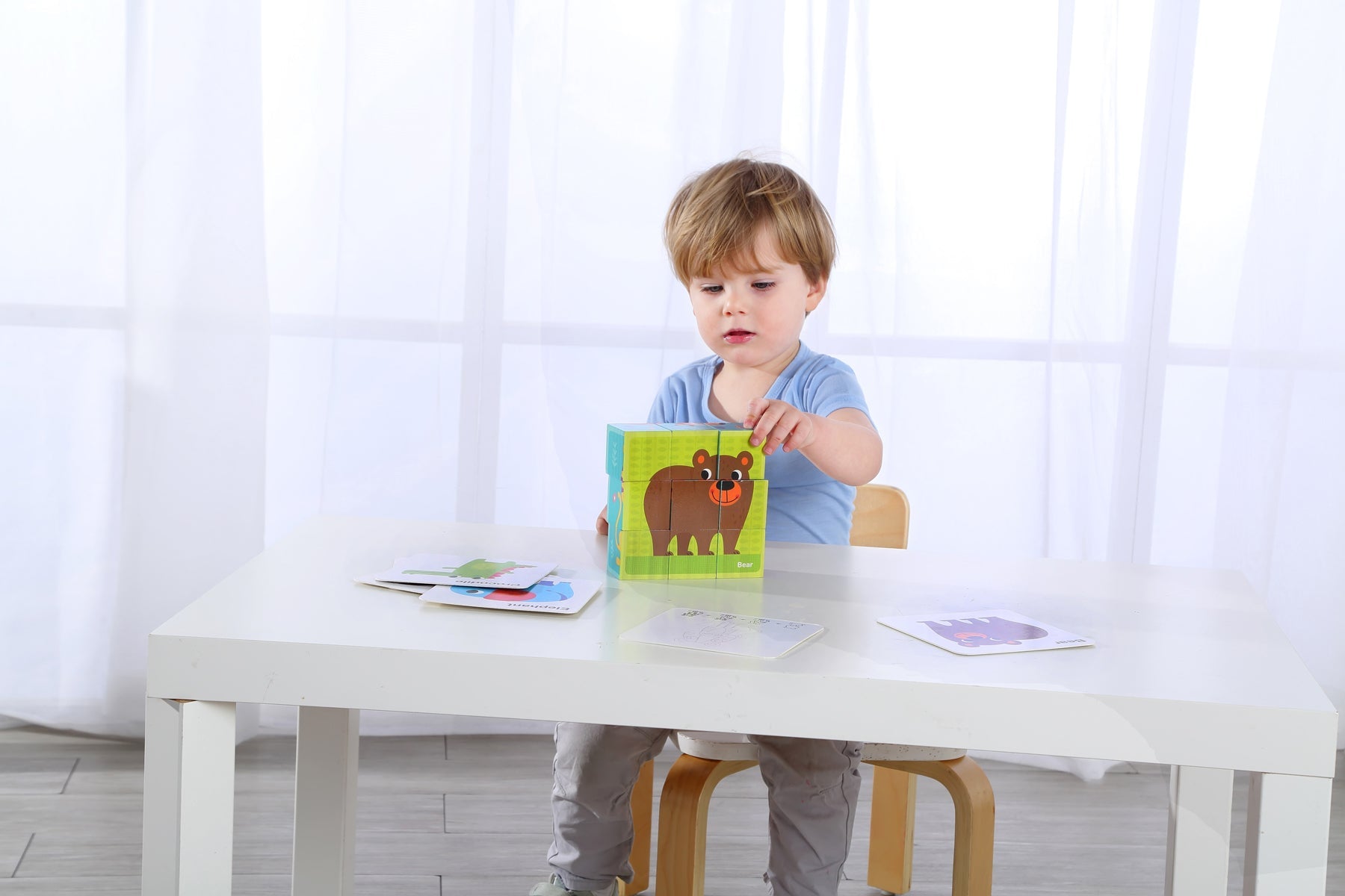 ANIMAL BLOCK PUZZLE WITH DRAWING CARD - Bamboo Sprout