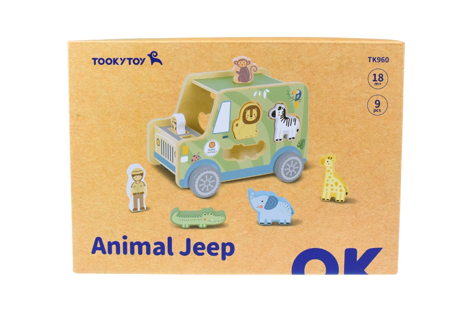 Wooden Animal Jeep toy by Tooky Toy featuring colorful animal figures and a sturdy vehicle design for kids.