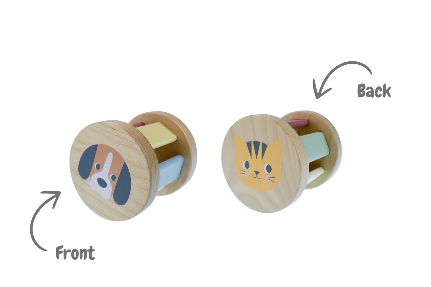 3 IN 1 WOODEN BABY RATTLE GIFT SET - CAT & PUPPY DOG - Bamboo Sprout