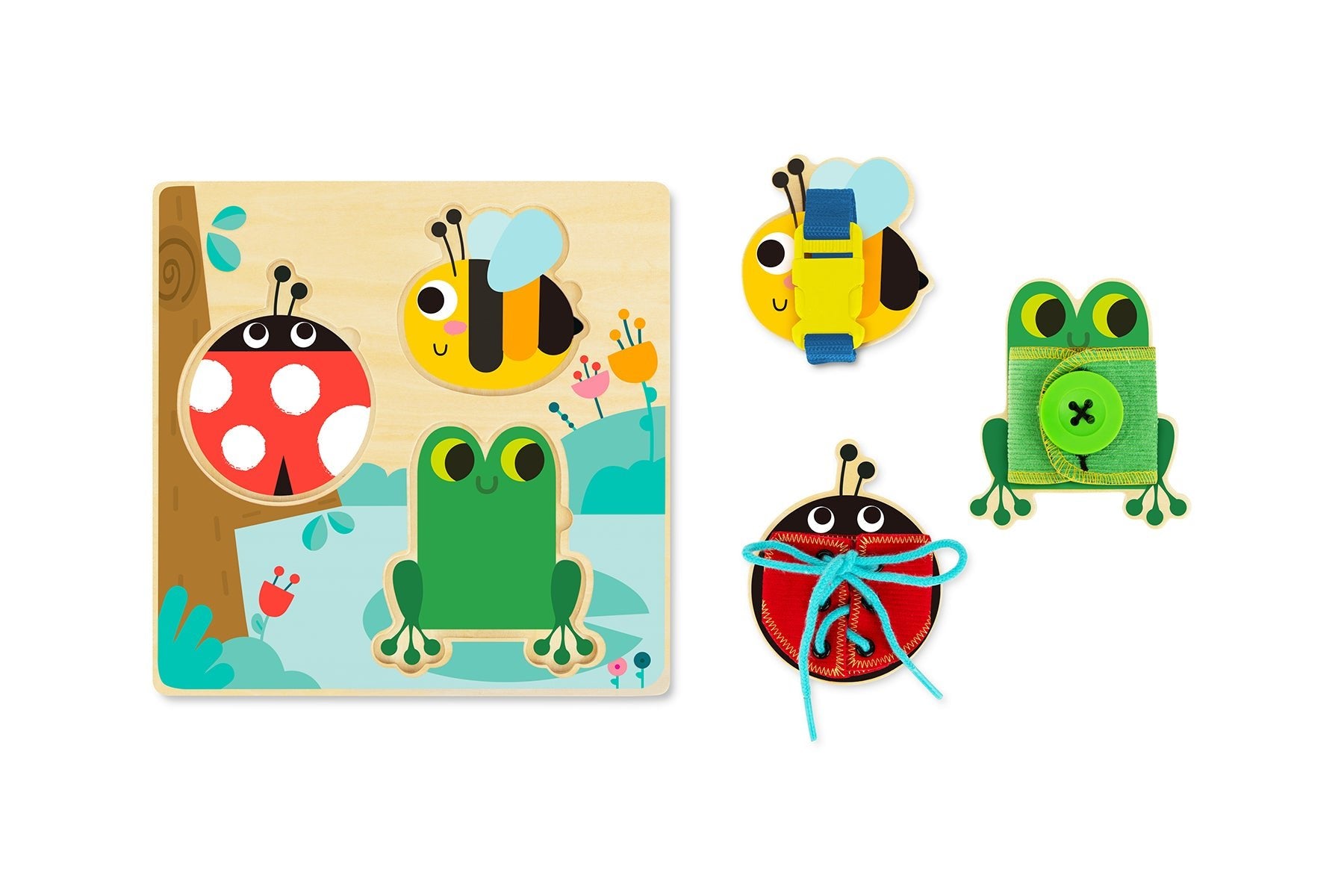 BASIC SKILLS LACING BUTTONS WOODEN PUZZLE BOARD - Bamboo Sprout