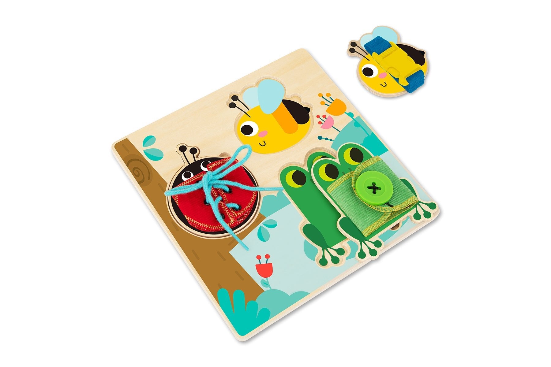 BASIC SKILLS LACING BUTTONS WOODEN PUZZLE BOARD - Bamboo Sprout