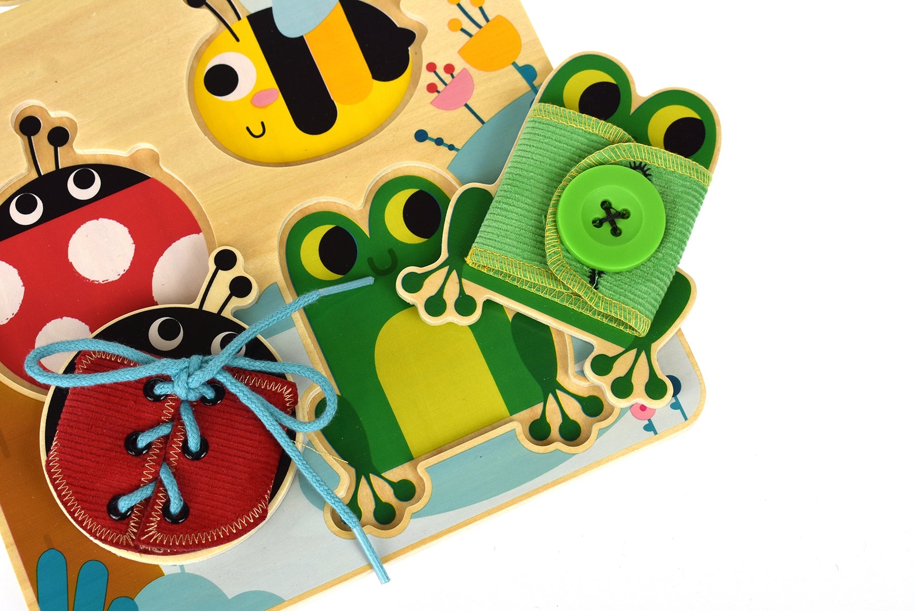 BASIC SKILLS LACING BUTTONS WOODEN PUZZLE BOARD - Bamboo Sprout