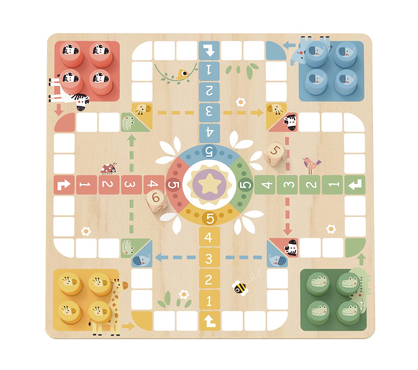 MY FOREST FRIENDS 2 IN 1 WOODEN BOARD GAME - LUDO, SNAKES AND LADDERS - Bamboo Sprout