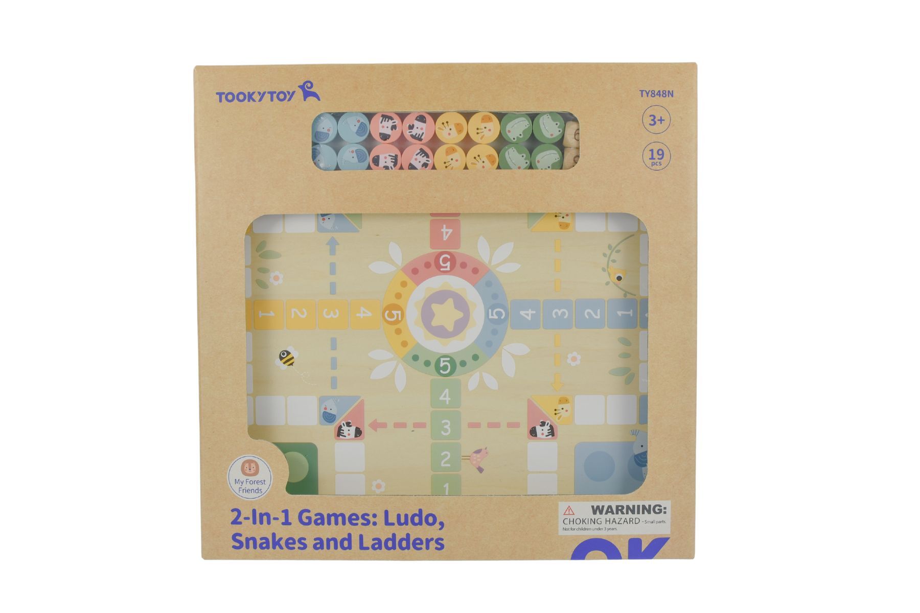 MY FOREST FRIENDS 2 IN 1 WOODEN BOARD GAME - LUDO, SNAKES AND LADDERS - Bamboo Sprout