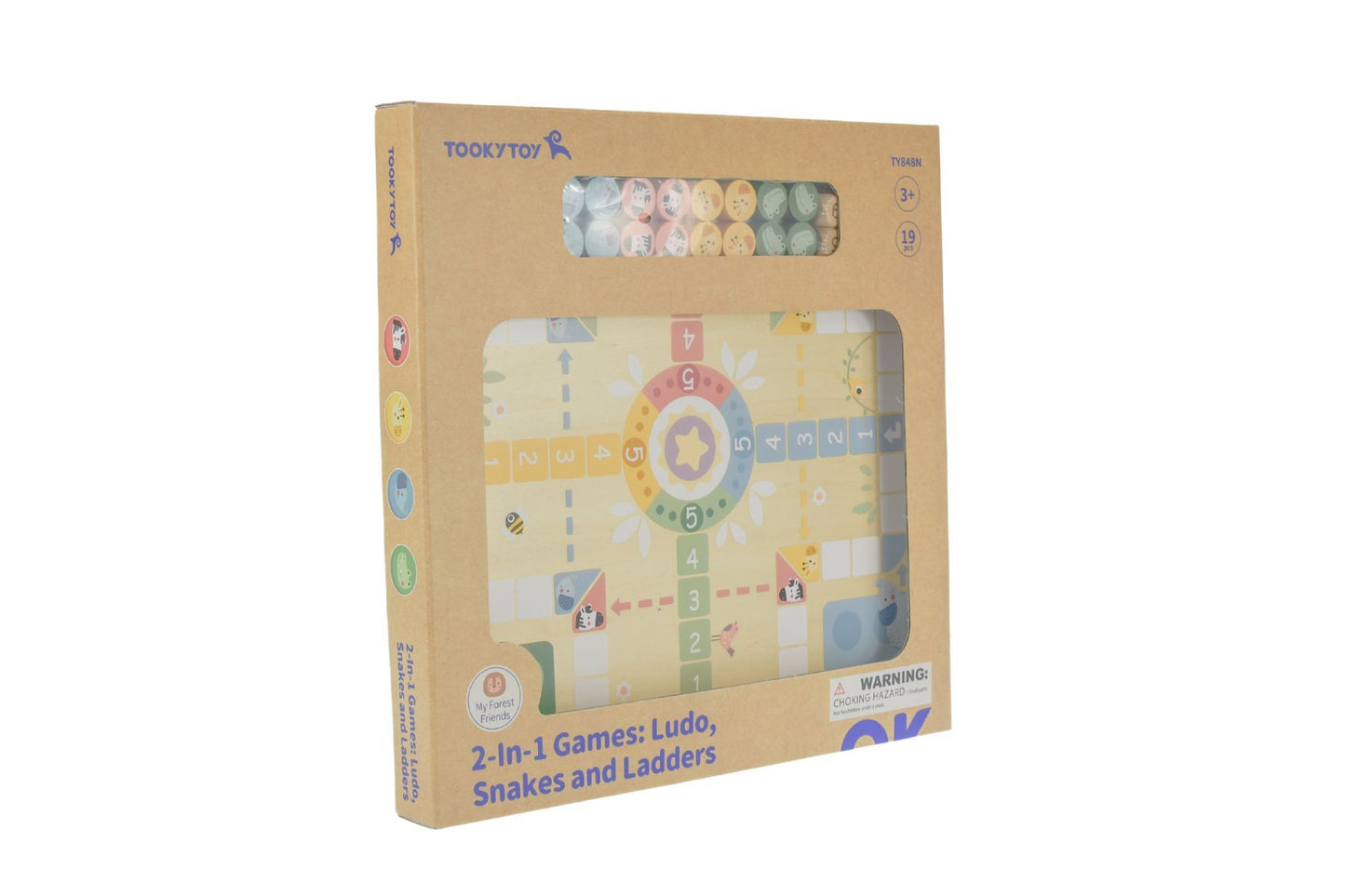 MY FOREST FRIENDS 2 IN 1 WOODEN BOARD GAME - LUDO, SNAKES AND LADDERS - Bamboo Sprout