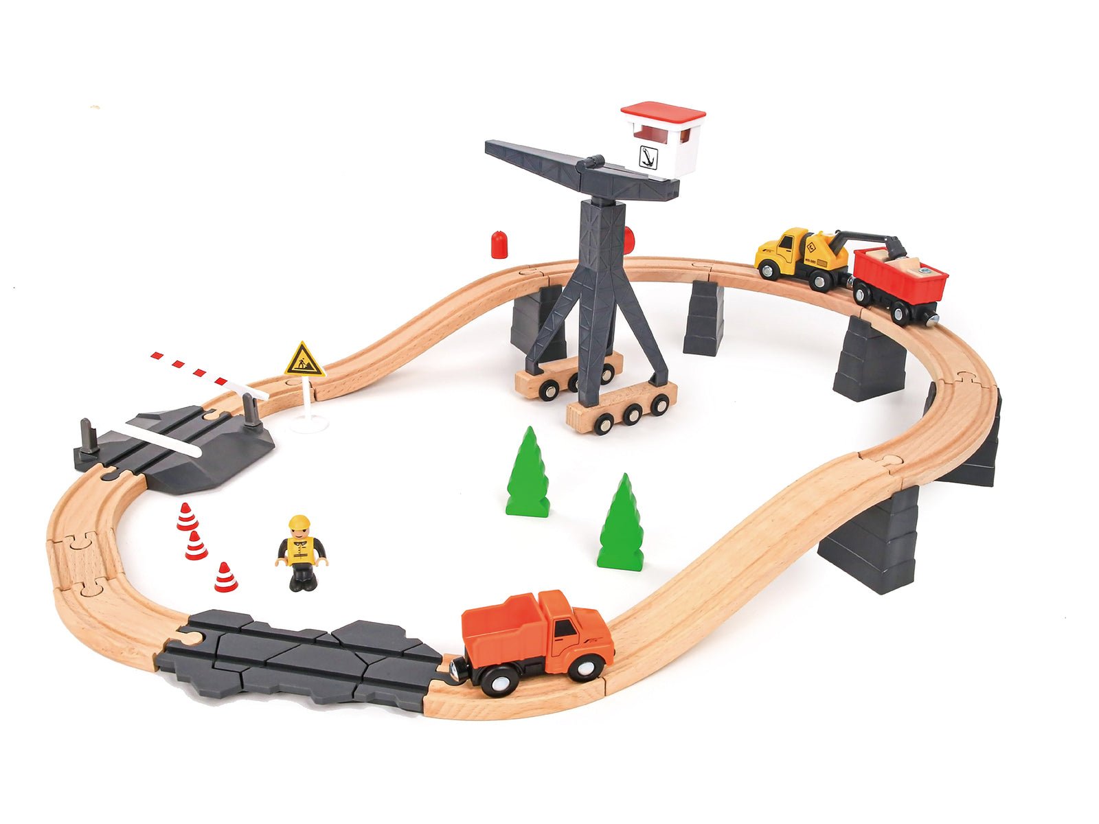 CONSTRUCTION YARD TRAIN SET 35PCS - Bamboo Sprout