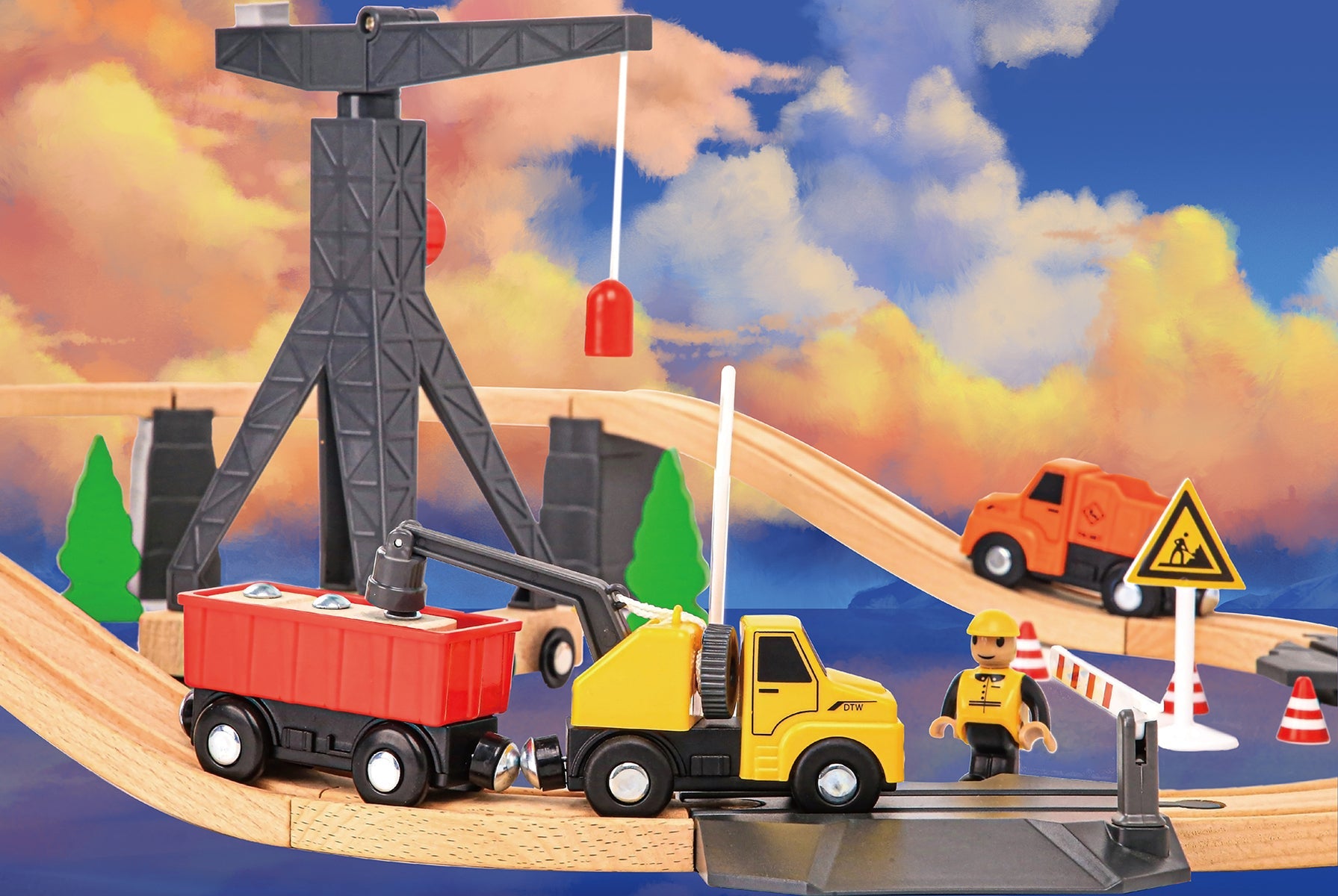 CONSTRUCTION YARD TRAIN SET 35PCS - Bamboo Sprout