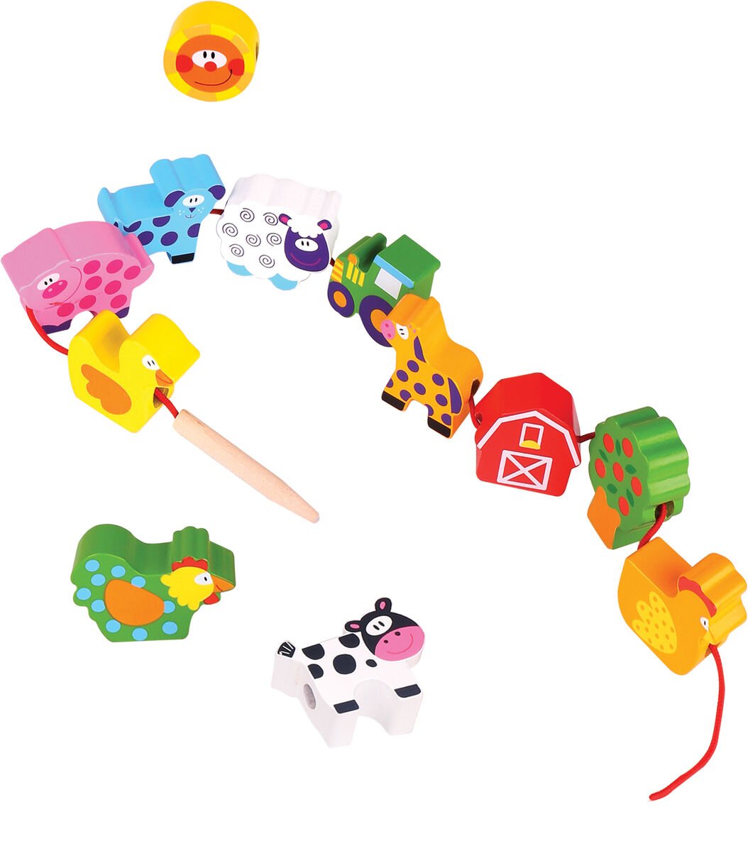 LACING BLOCKS - FARM ANIMALS - Bamboo Sprout