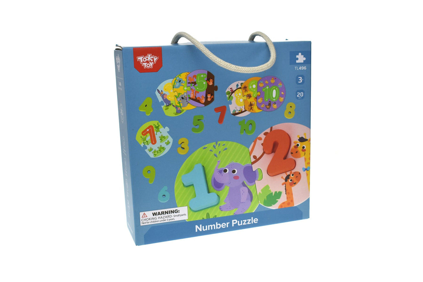 Tooky Toy number puzzle in a carry box, colorful educational toy for kids to learn numbers and improve fine motor skills.