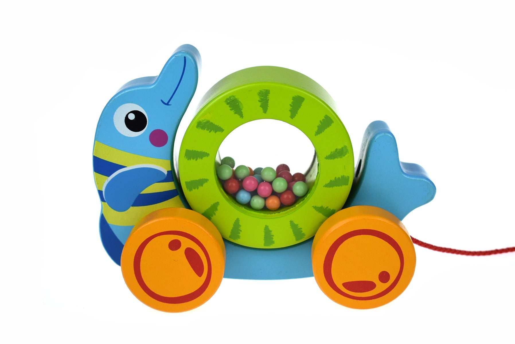 PULL ALONG ROLLING DOLPHIN WITH BEADS - Bamboo Sprout
