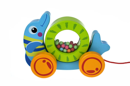 PULL ALONG ROLLING DOLPHIN WITH BEADS - Bamboo Sprout