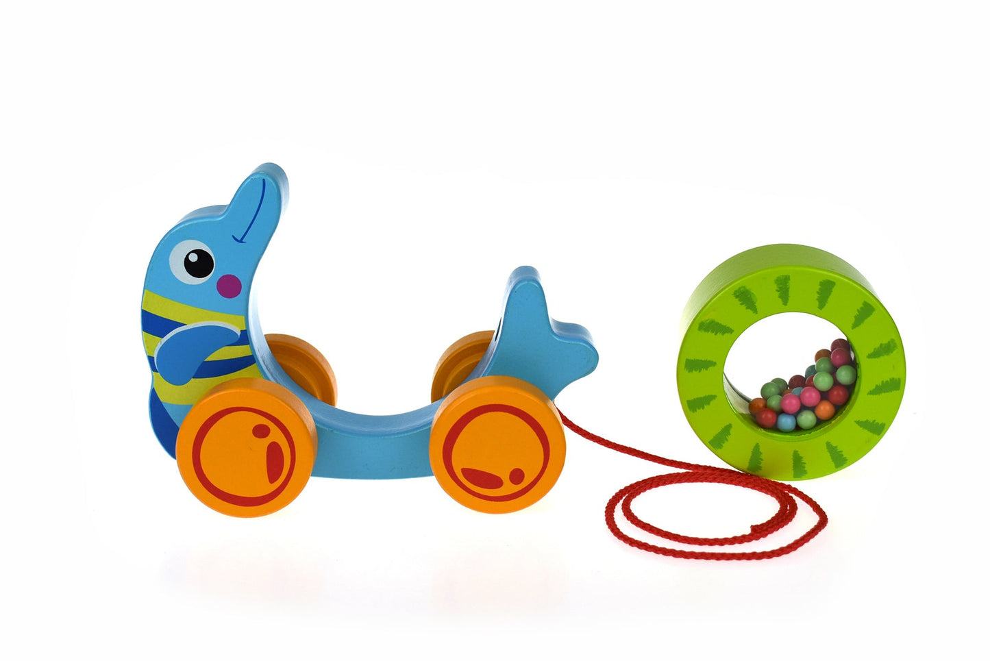 PULL ALONG ROLLING DOLPHIN WITH BEADS - Bamboo Sprout