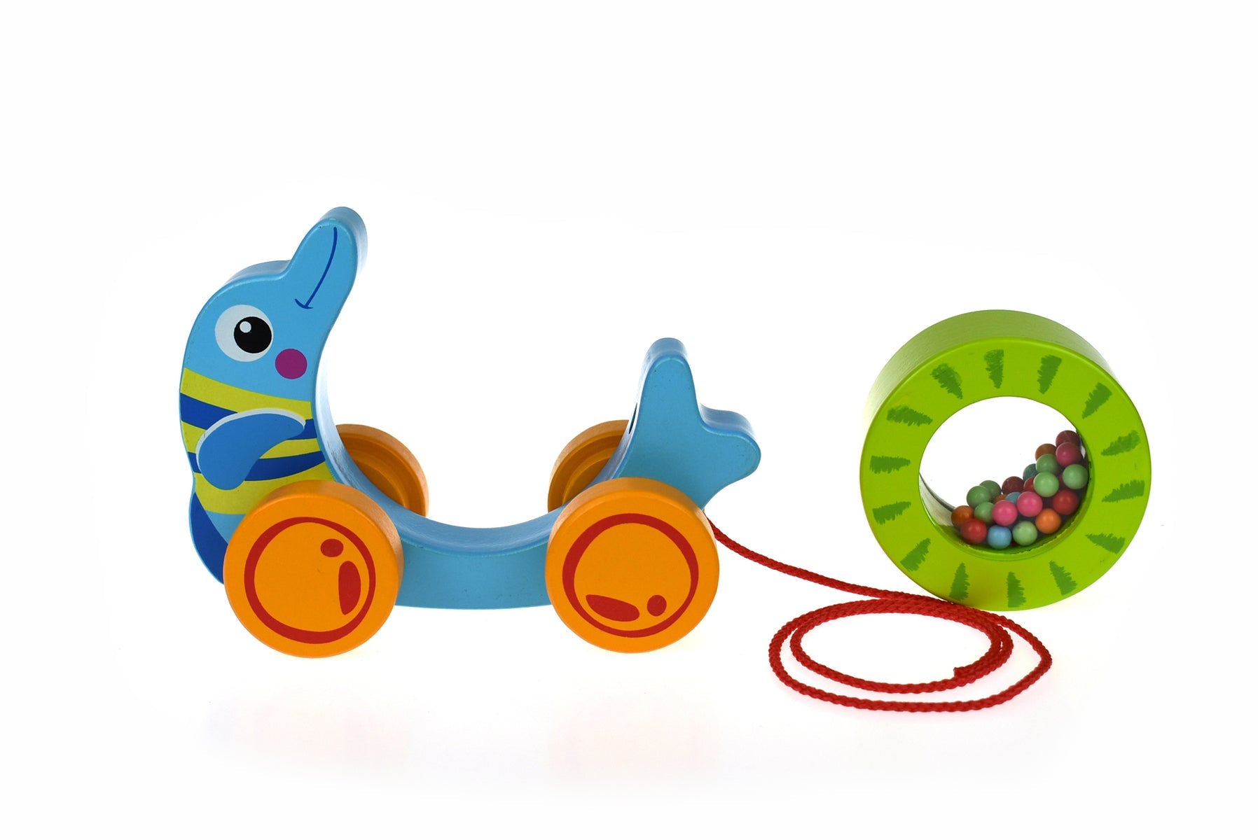 PULL ALONG ROLLING DOLPHIN WITH BEADS - Bamboo Sprout