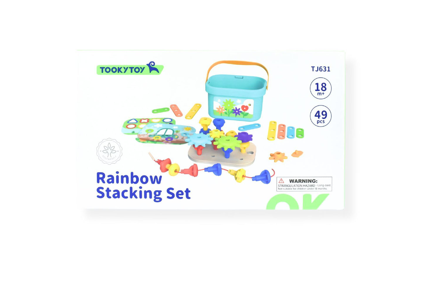 RAINBOW PEGS AND COGS STACKING AND LACING SET - Bamboo Sprout