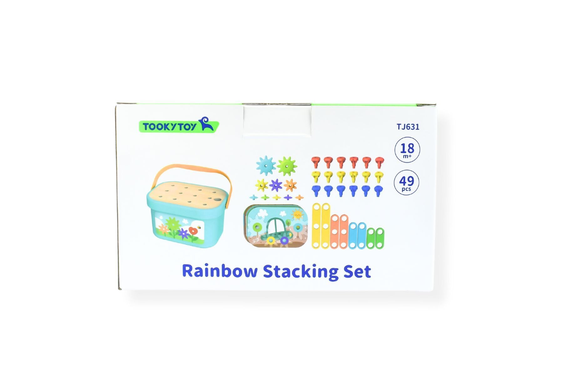 RAINBOW PEGS AND COGS STACKING AND LACING SET - Bamboo Sprout