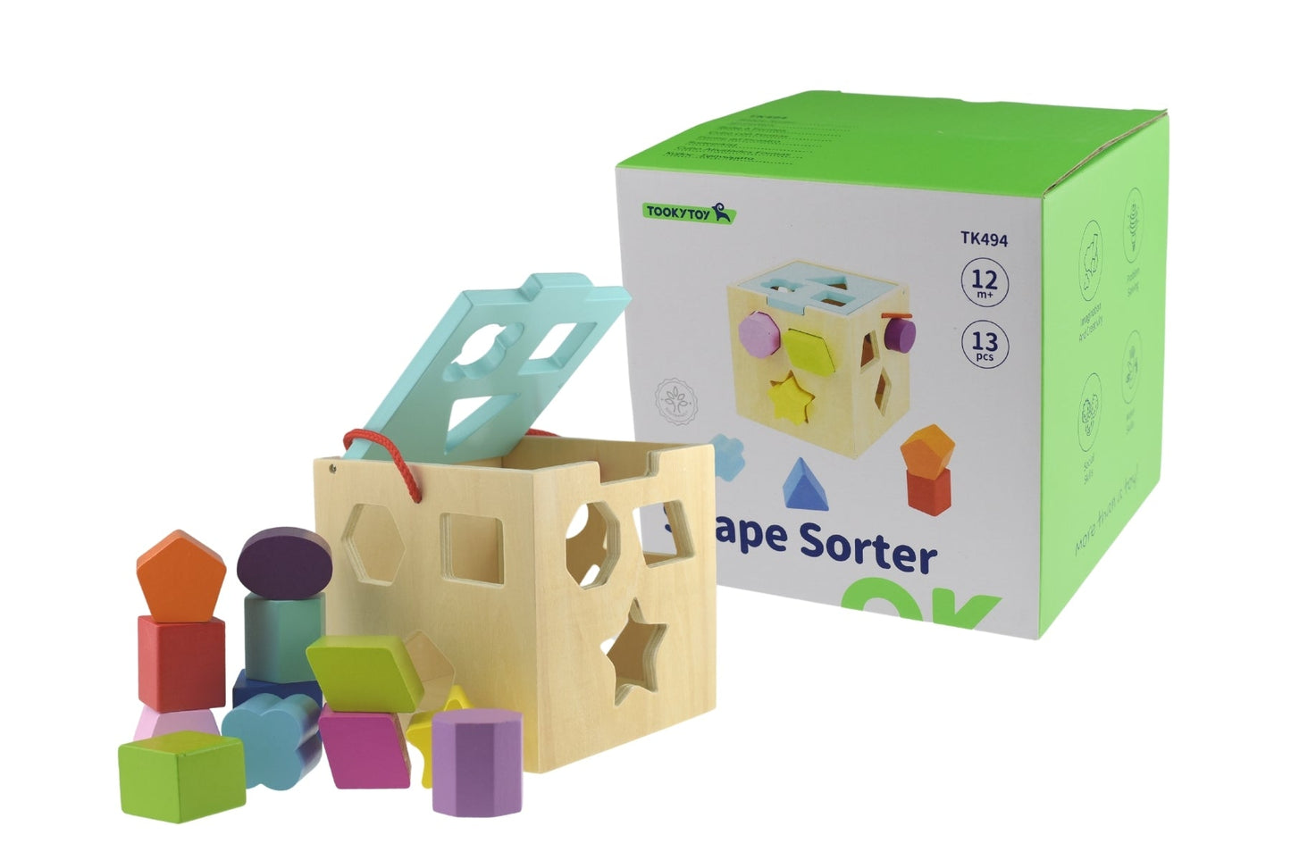 SHAPE SORTER WITH 12 PCS WOODEN BLOCKS - Bamboo Sprout