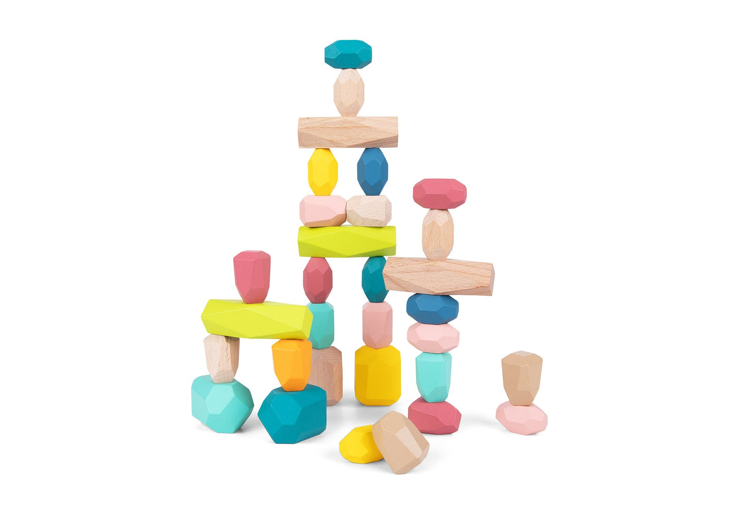 WOODEN STACKING STONE BLOCKS LARGE 32PCS - Bamboo Sprout