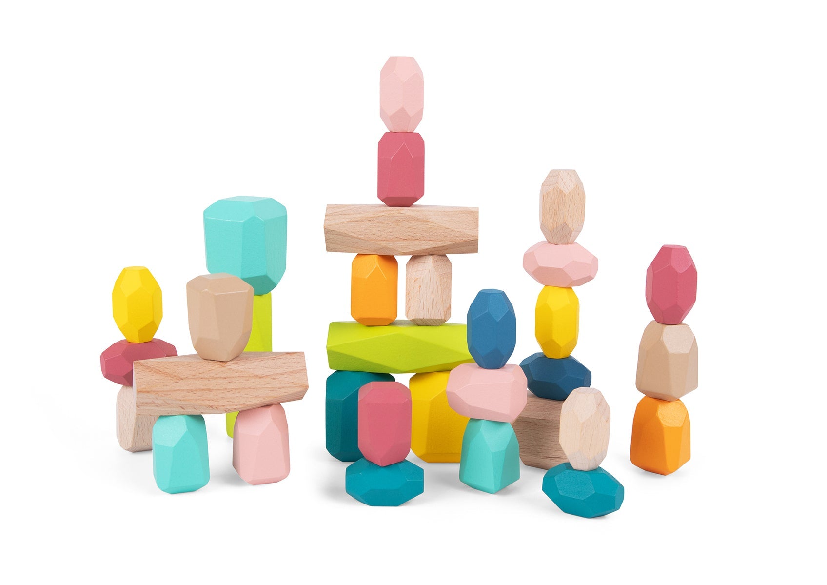 WOODEN STACKING STONE BLOCKS LARGE 32PCS - Bamboo Sprout