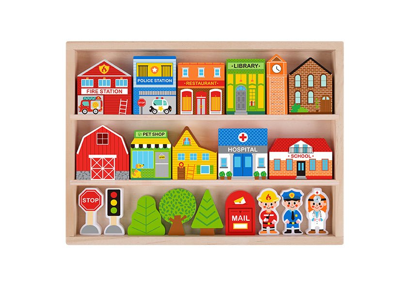 TOWN PLAY SET IN WOODEN CASE - Bamboo Sprout