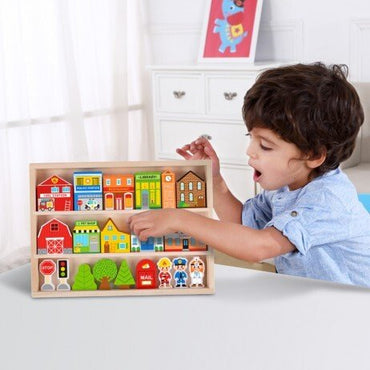 TOWN PLAY SET IN WOODEN CASE - Bamboo Sprout