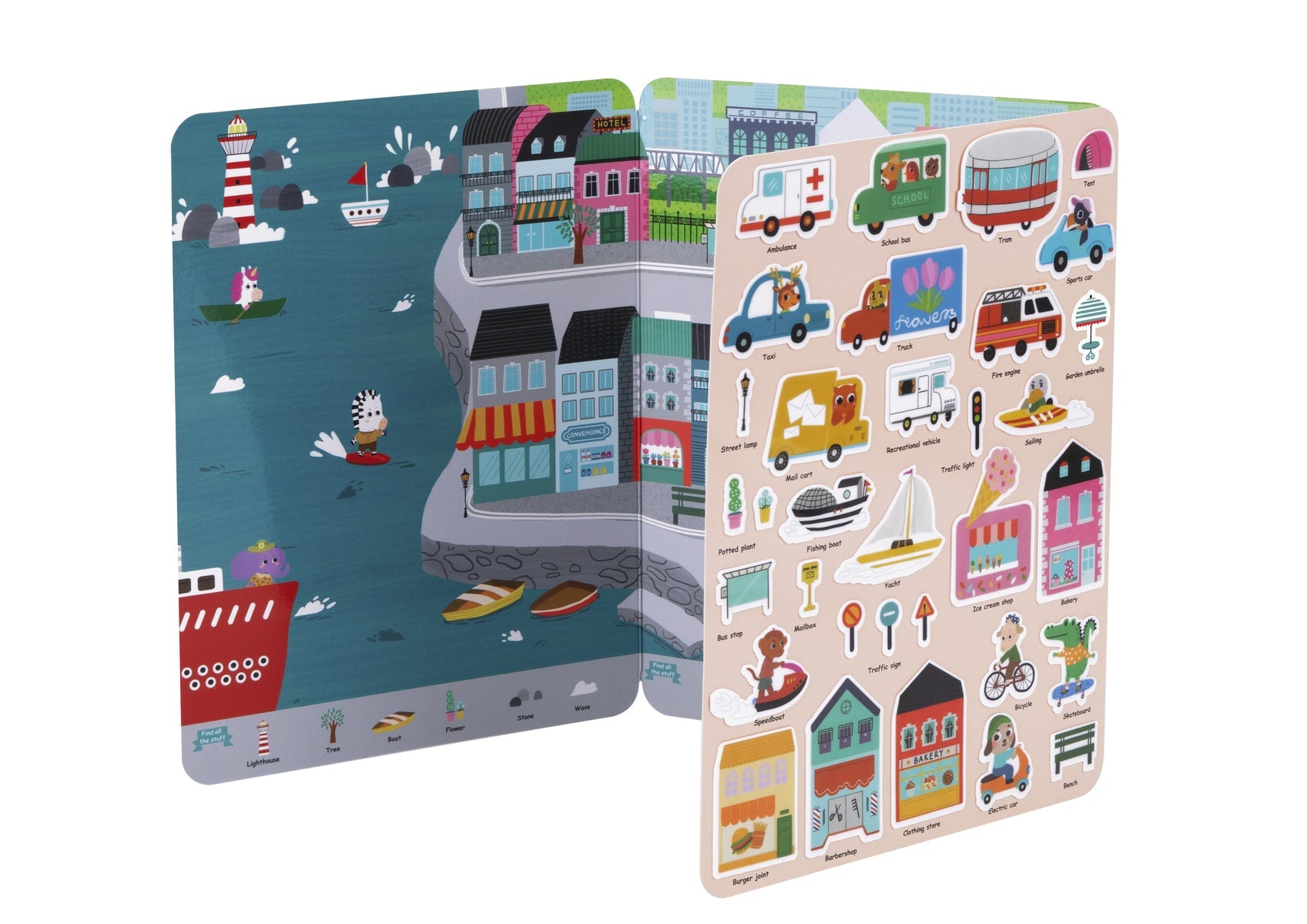 SILICONE STICKER BOOK - BUSY CITY - Bamboo Sprout