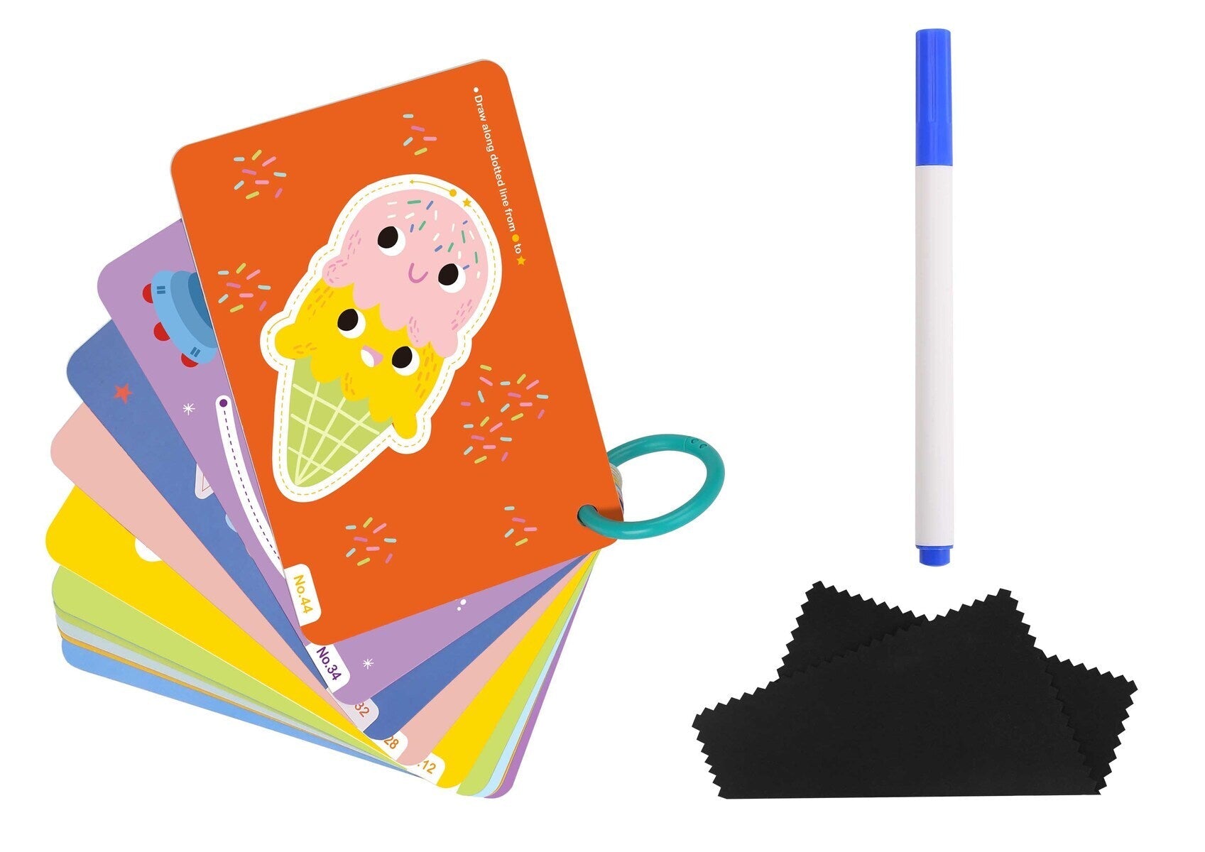 Tookyland tracing shapes flash cards showing various geometric shapes for early learning and skill development.