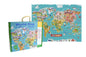 Tookyland 500-piece world map jigsaw puzzle showing colorful continents and oceans on a flat surface.