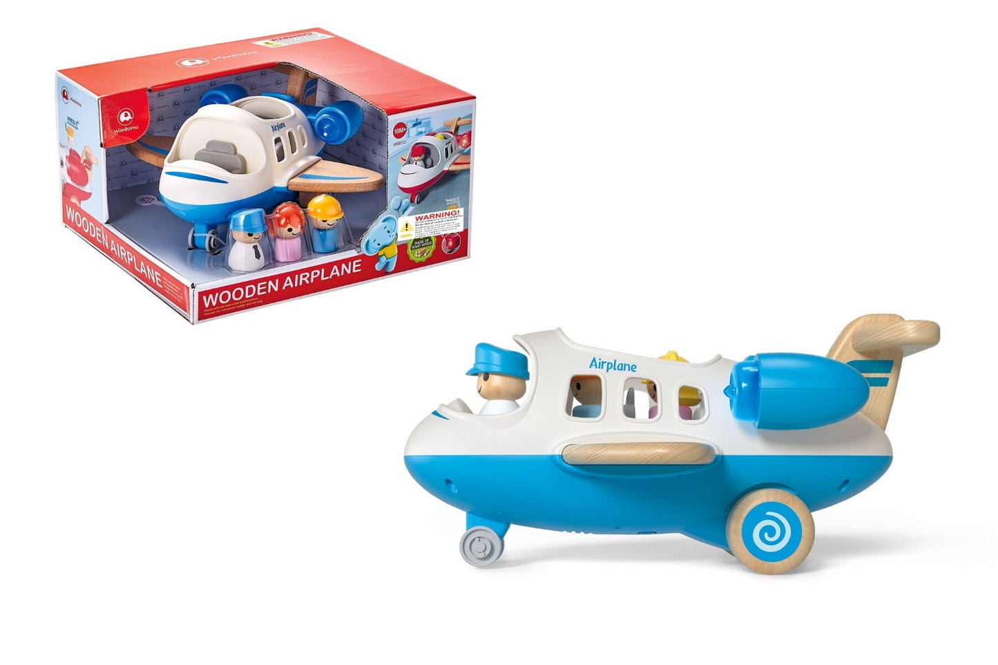 WOODEN AIRPLANE WITH SOUND AND LIGHT BLUE - Bamboo Sprout