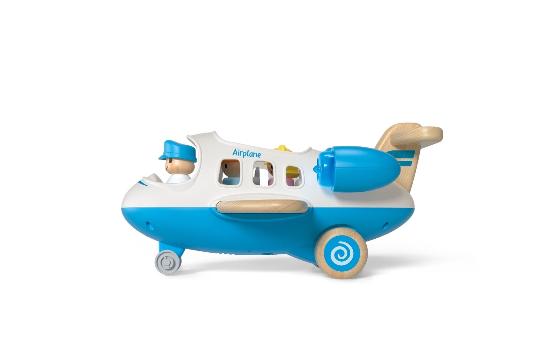 WOODEN AIRPLANE WITH SOUND AND LIGHT BLUE - Bamboo Sprout