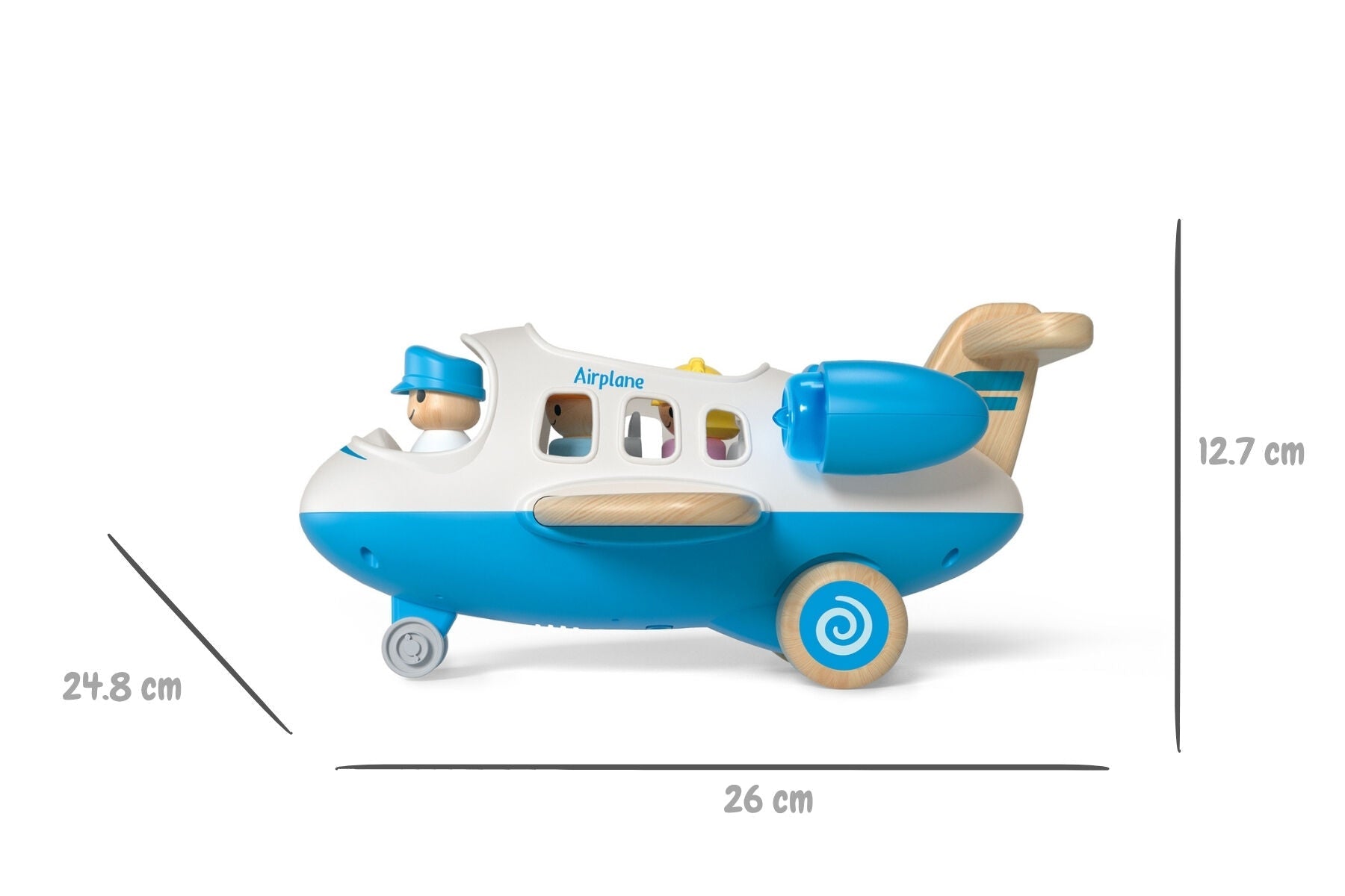 WOODEN AIRPLANE WITH SOUND AND LIGHT BLUE - Bamboo Sprout