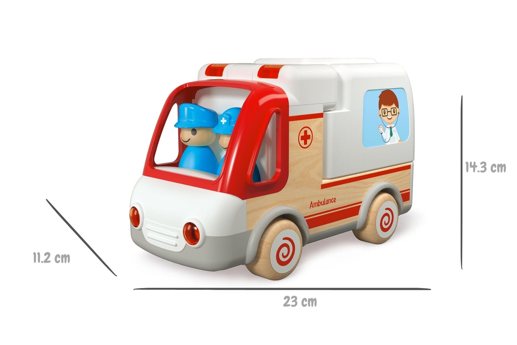 WOODEN AMBULANCE AND ACCESSORIES WITH SOUND AND LIGHT - Bamboo Sprout