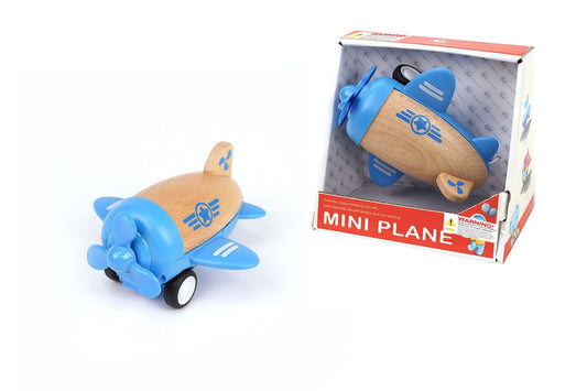 WOODEN RACER PLANE PROPELLOR WITH SOUND - BLUE - Bamboo Sprout