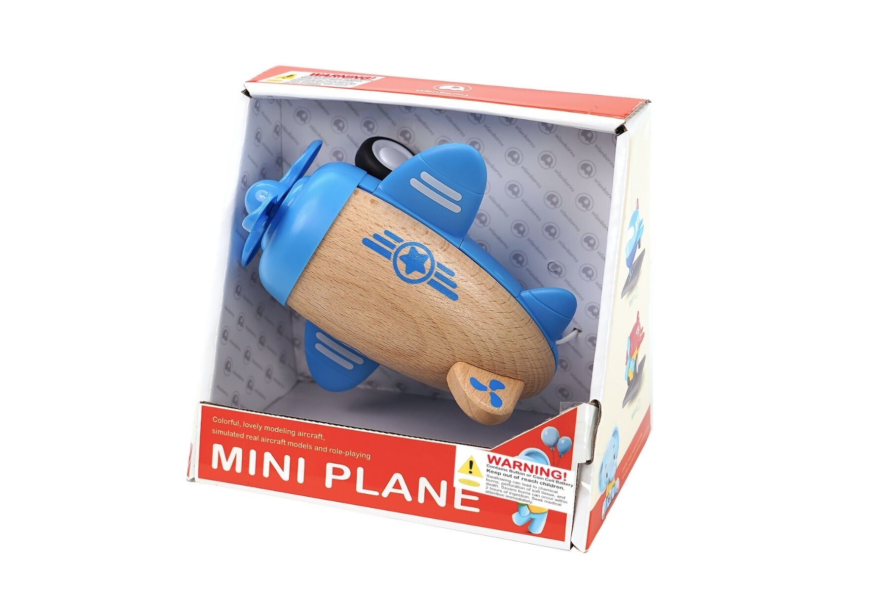WOODEN RACER PLANE PROPELLOR WITH SOUND - BLUE - Bamboo Sprout