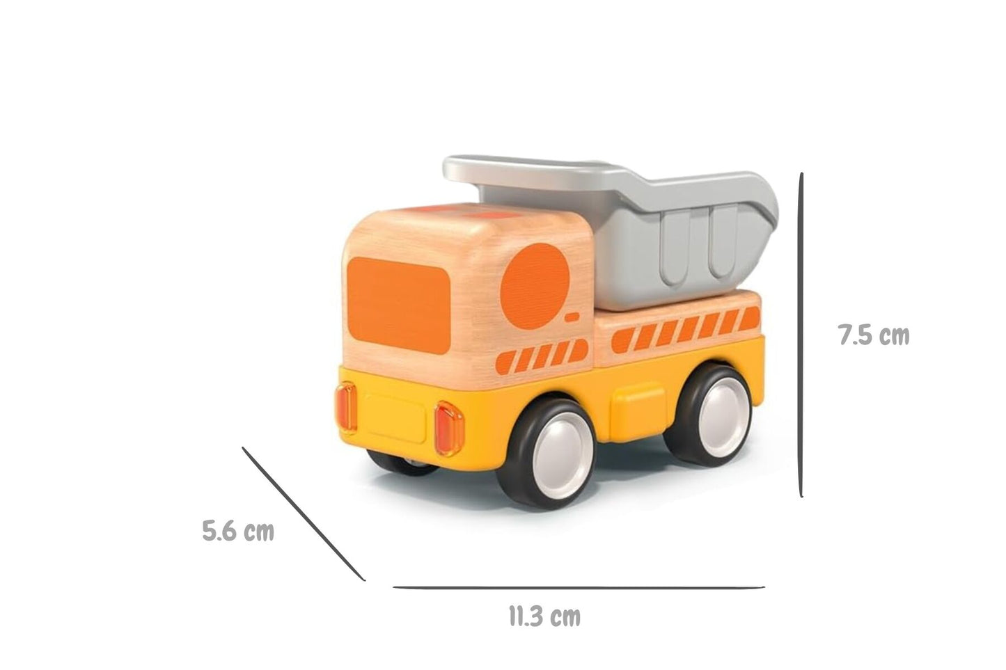 WOODEN FRICTION DUMP TRUCK WITH SOUND AND LIGHT - Bamboo Sprout