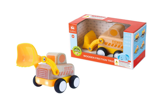 WOODEN FRICTION TRUCK BULLDOZER WITH SOUND AND LIGHT - Bamboo Sprout