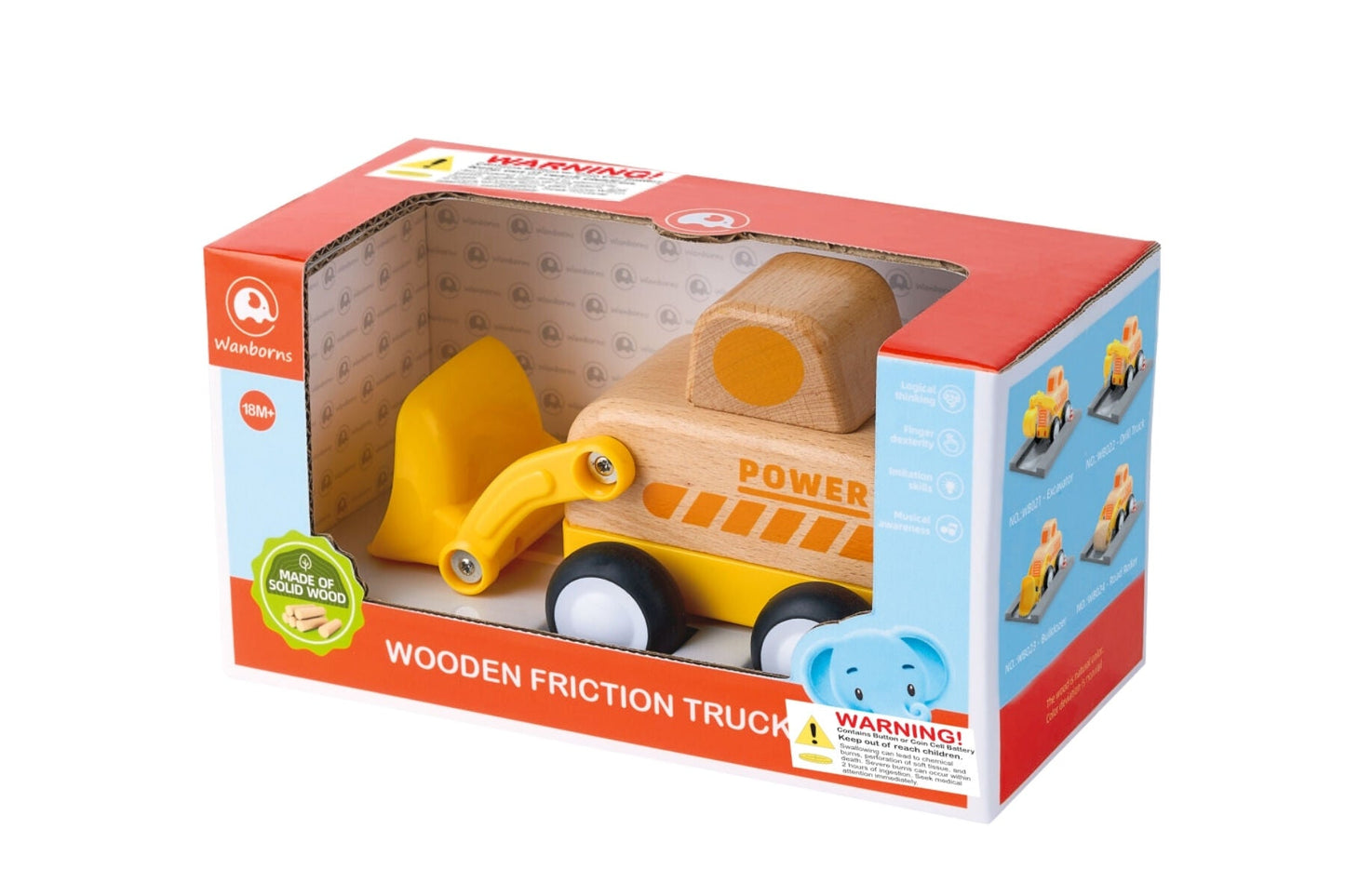WOODEN FRICTION TRUCK BULLDOZER WITH SOUND AND LIGHT - Bamboo Sprout