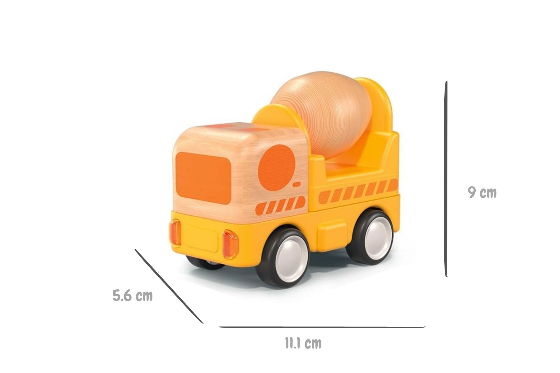 WOODEN FRICTION TRUCK CONCRETE MIXER WITH SOUND AND LIGHT - Bamboo Sprout