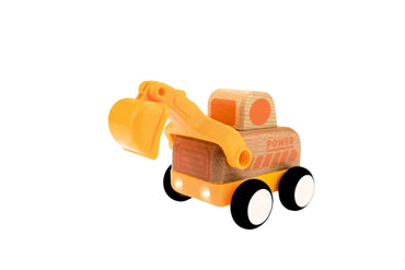 WOODEN FRICTION TRUCK DIGGER WITH SOUND AND LIGHT - Bamboo Sprout