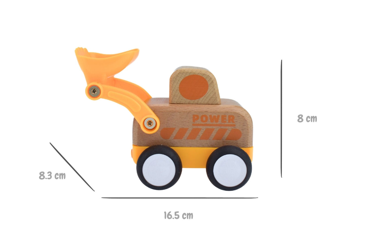 WOODEN FRICTION TRUCK DIGGER WITH SOUND AND LIGHT - Bamboo Sprout