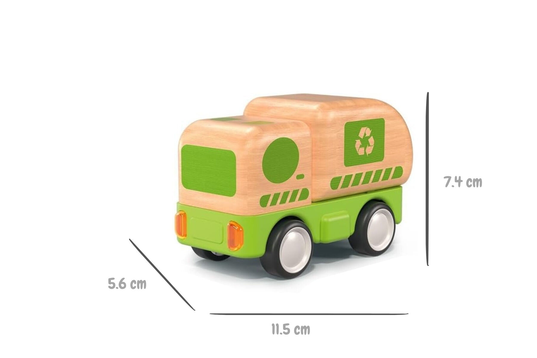 WOODEN FRICTION TRUCK RECYCLING WITH SOUND AND LIGHT - Bamboo Sprout