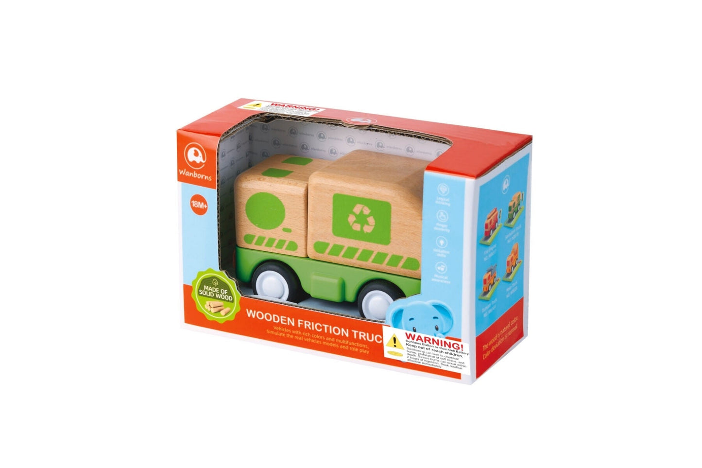 WOODEN FRICTION TRUCK RECYCLING WITH SOUND AND LIGHT - Bamboo Sprout