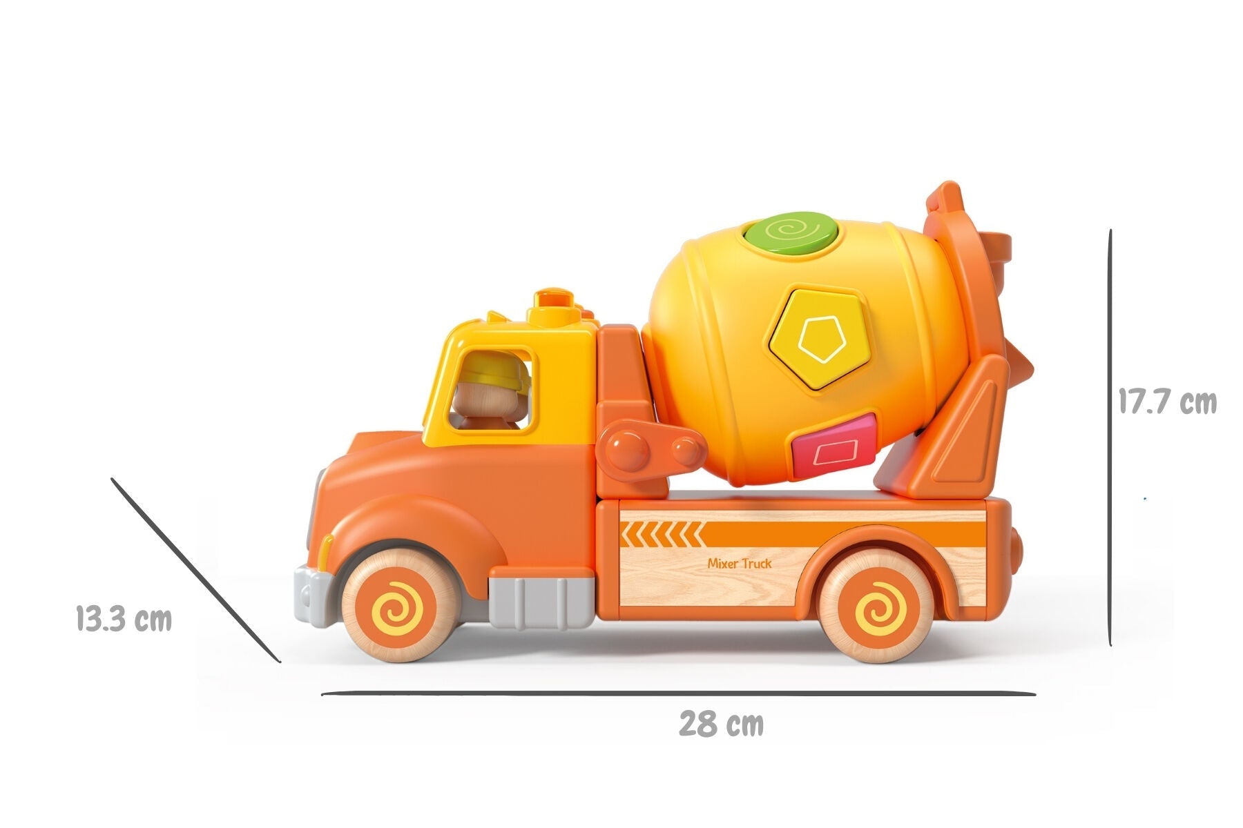 WOODEN MIXER TRUCK WITH BLOCKS SOUND AND LIGHT - Bamboo Sprout