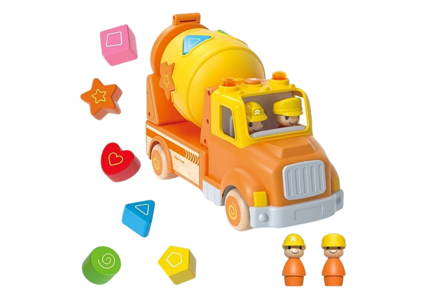 WOODEN MIXER TRUCK WITH BLOCKS SOUND AND LIGHT - Bamboo Sprout
