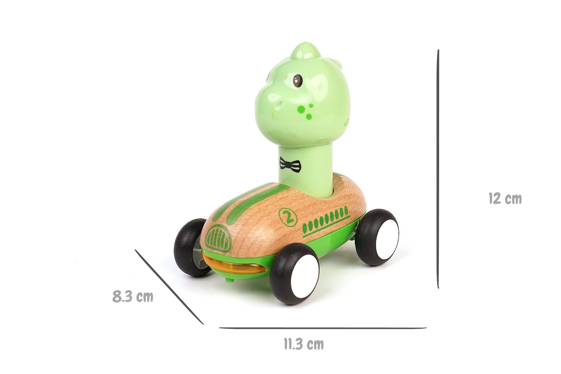 WOODEN PRESS GO RACER DINOSAUR WITH SOUND AND LIGHT - Bamboo Sprout