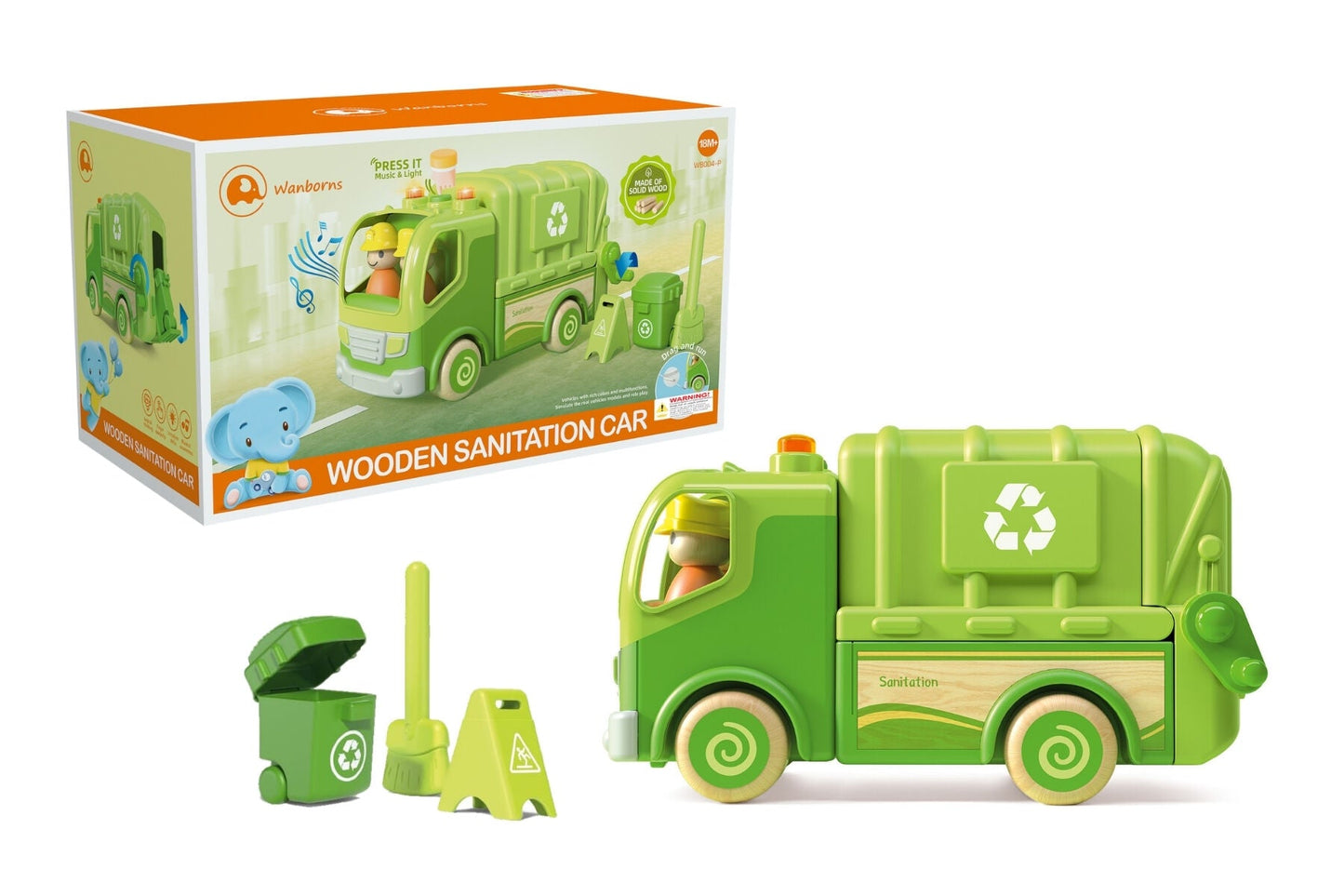 WOODEN RECYCLE TRUCK WITH SOUND AND LIGHT - Bamboo Sprout