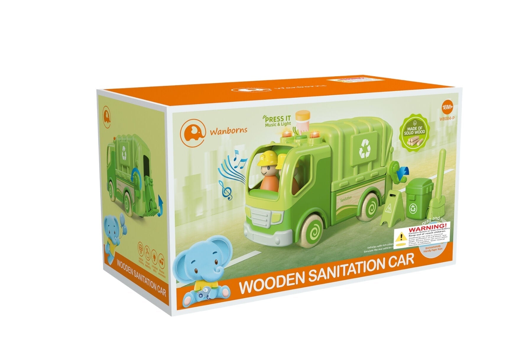 WOODEN RECYCLE TRUCK WITH SOUND AND LIGHT - Bamboo Sprout