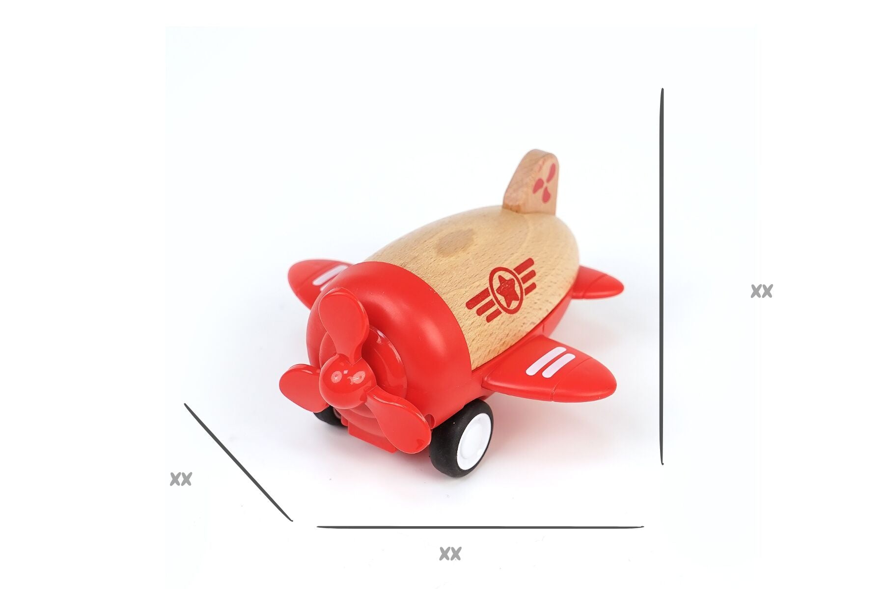 WOODEN RACER PLANE PROPELLOR WITH SOUND - RED - Bamboo Sprout