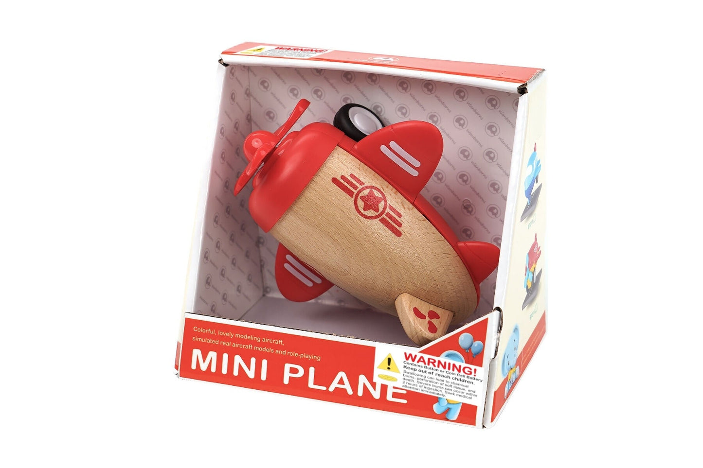 WOODEN RACER PLANE PROPELLOR WITH SOUND - RED - Bamboo Sprout